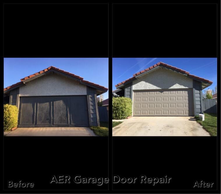 Garage door replacement before and after